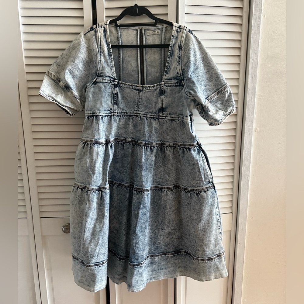 Ulla Johnson Devi Acid Wash Denim Dress 12 $475
